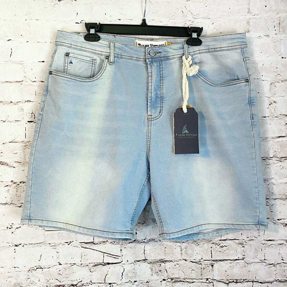 Tailor Vintage Greenwich 9" Inseam Slim Fit Stretch Smart Denim Light Blue 38
